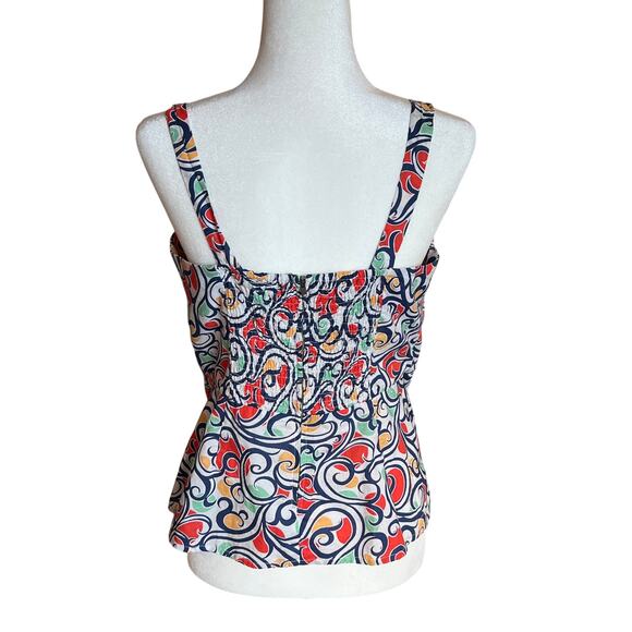 Cabi Whimsy Swirl White and Navy Structured Tank Women's Size 10 Whimsy 60s - Picture 2 of 10